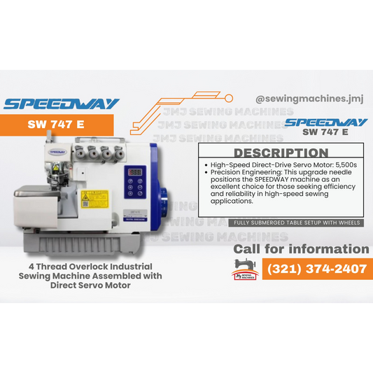 SPEEDWAY SW 747 E 4 Thread Overlock Industrial Sewing Machine Assembled with Dir image 0