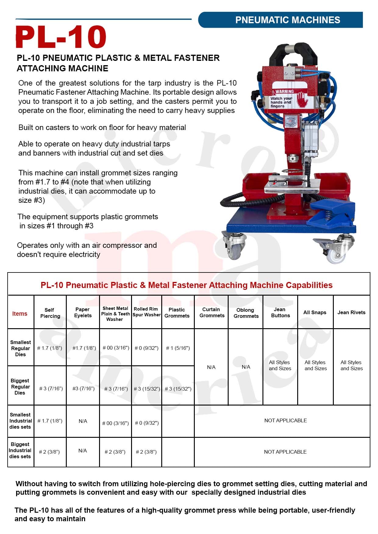 Micron PL-10 Pneumatic Plastic & Metal Fastener Attaching Machine image 1