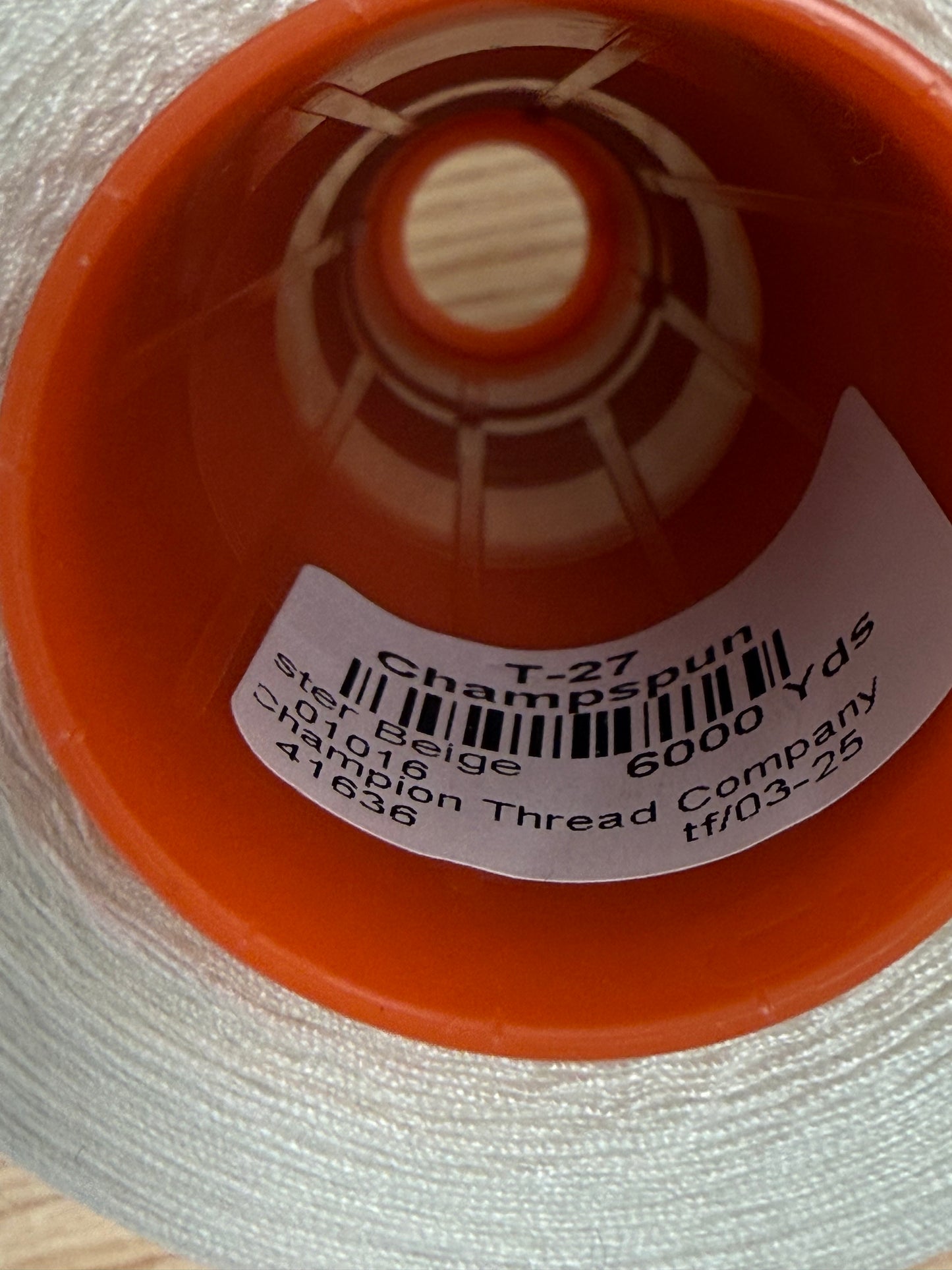 THREAD T-27 POLYESTER STER BEIGE 1016 CHAMPSPUN 6000 YDS