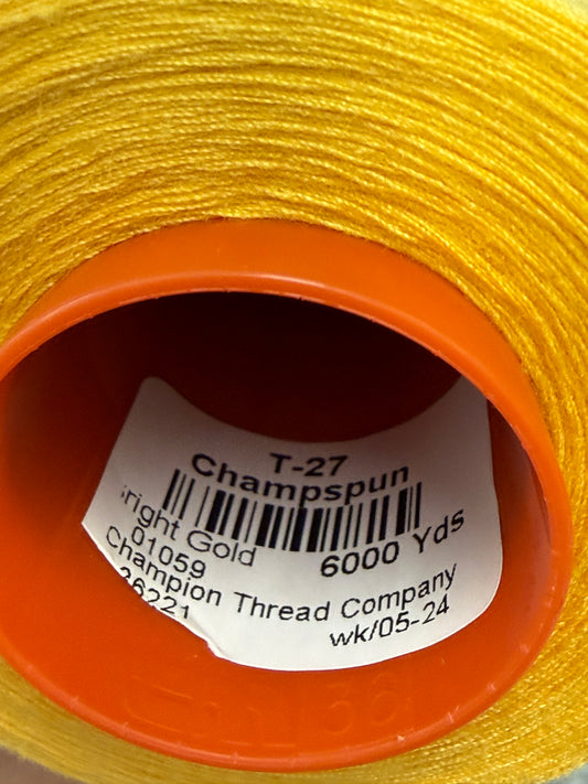 THREAD T-27 POLYESTER RIGHT GOLD 1059 CHAMPSPUN 6000 Yds