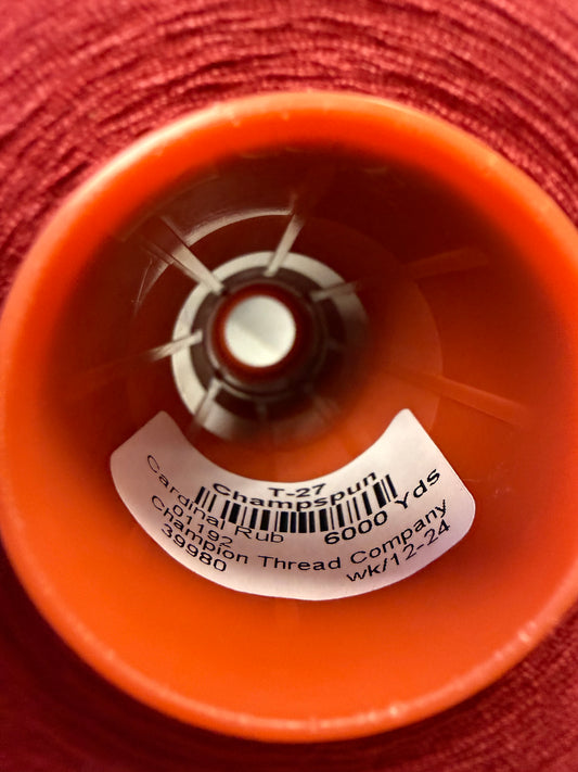 THREAD T-27 CARDINAL RUB-1192 POLYESTER CHAMPSPUN 6000 Yds