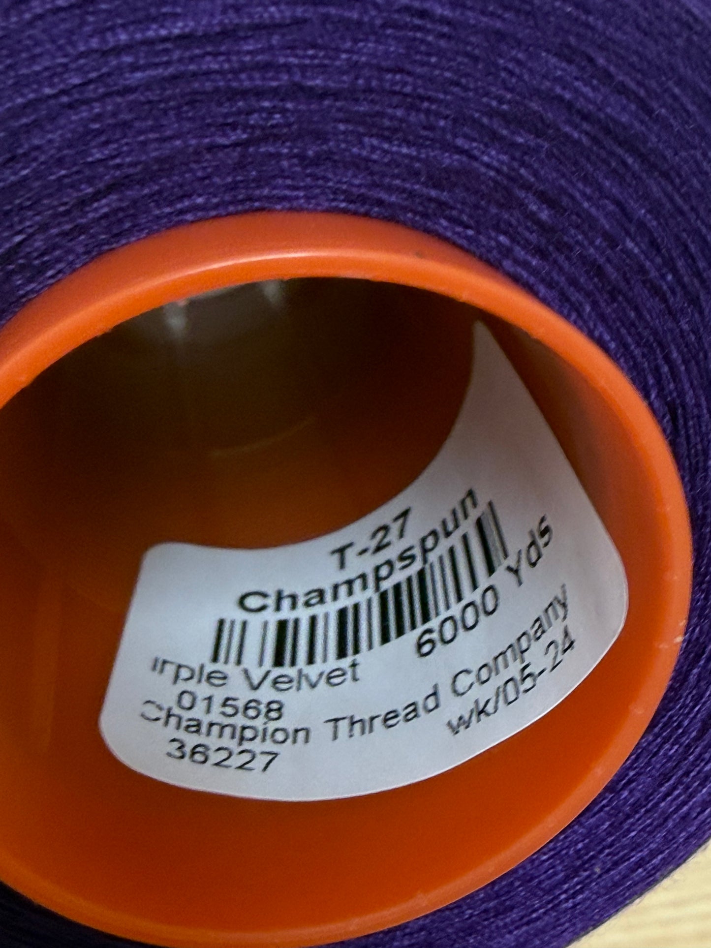THREAD T-27 PURPLE VELVET-1568 POLYESTER CHAMPSPUN 6000 Yds