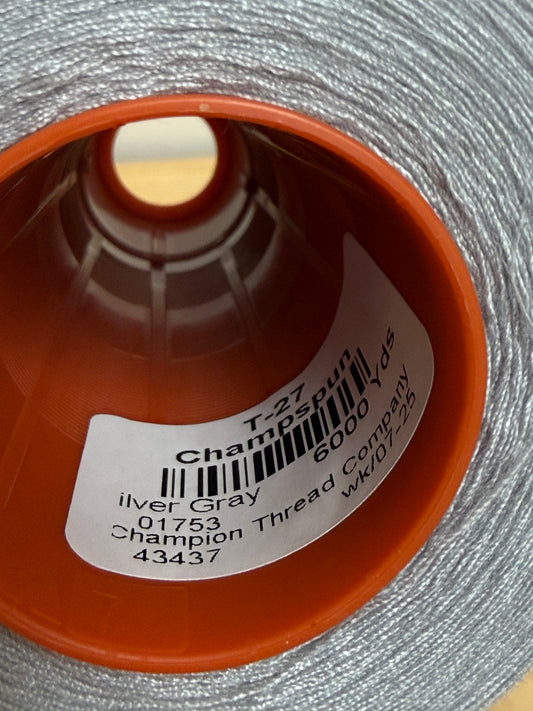 THREAD T-27 CILVER GRAY-1753 POLYESTER CHAMPSPUN 6000 Yds