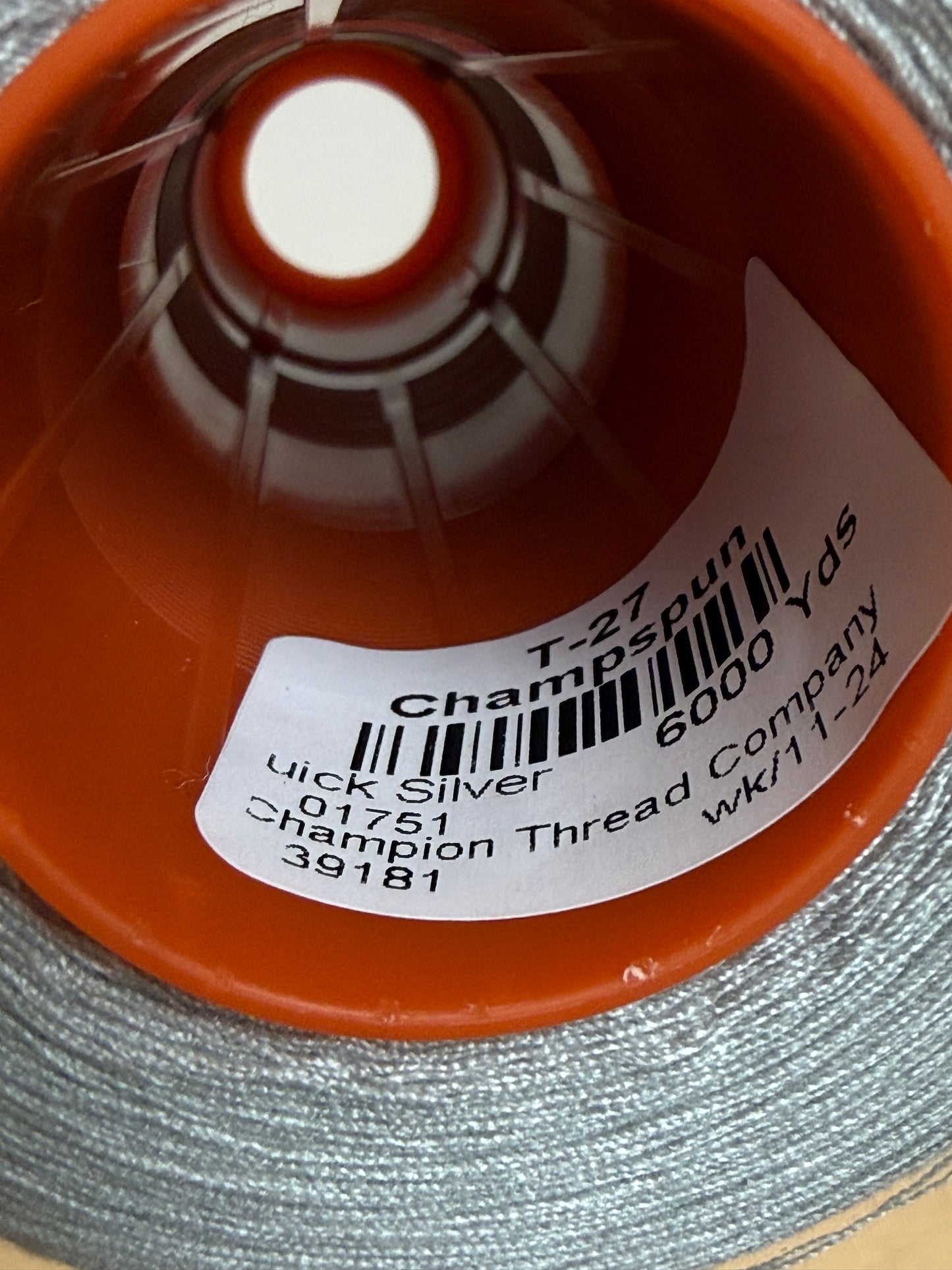 THREAD T-27 QUICK SILVER-1751 POLYESTER CHAMPSPUN 6000 Yds