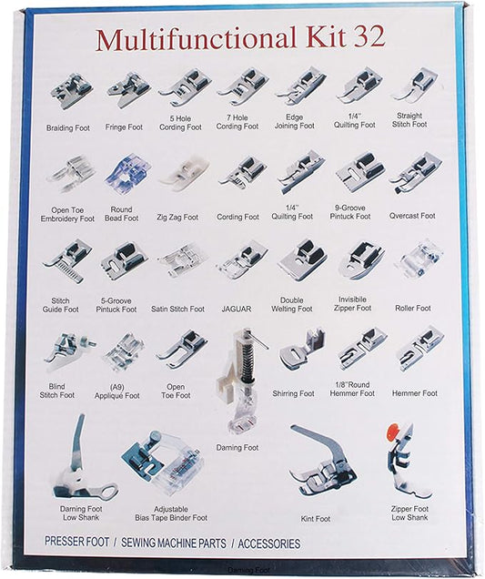 32-Piece Multifunctional Sewing Machine Presser Foot Set