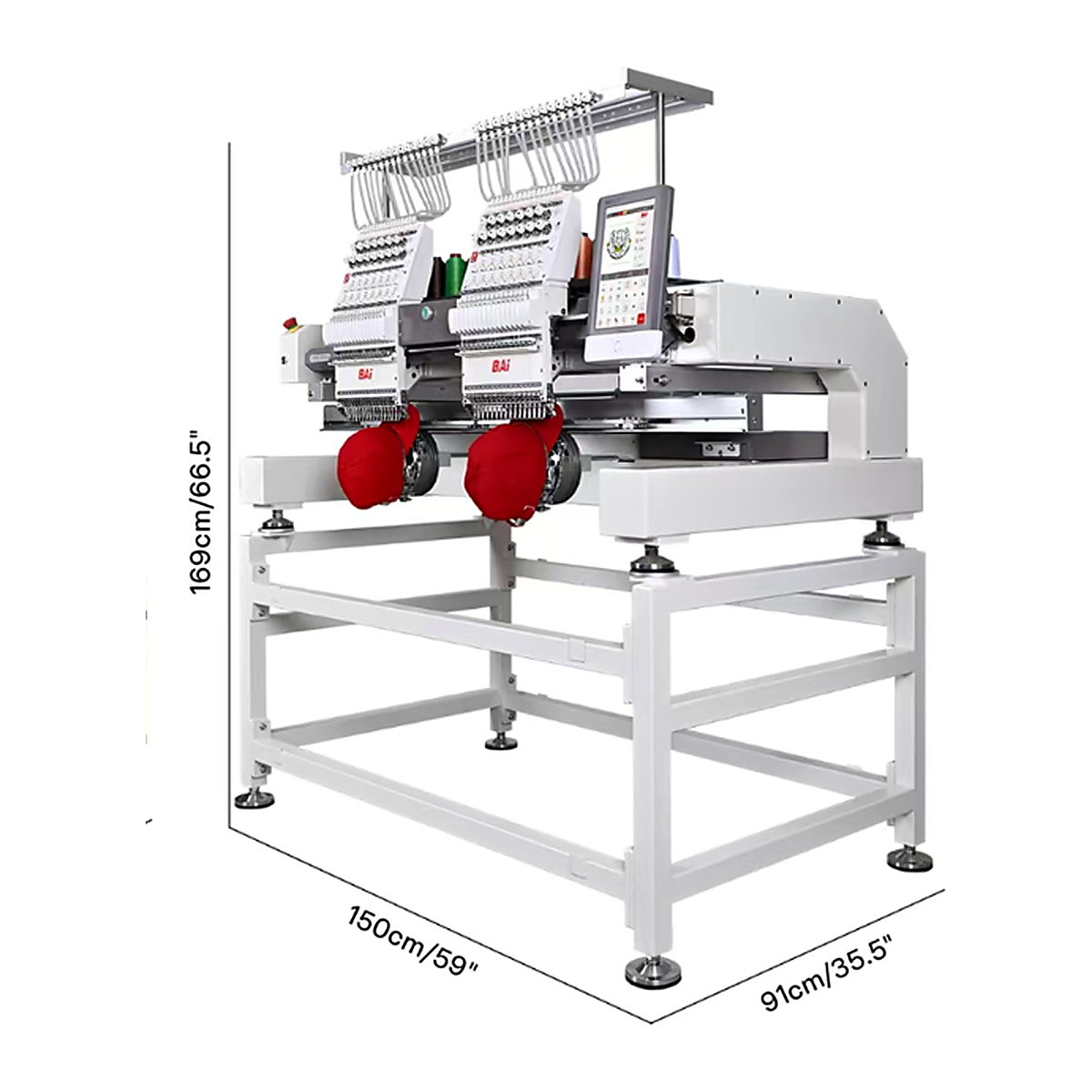 BAi® The Vision 2-Head Commercial Embroidery Machine  Powerful Assistant for Business Growth  15 Needles ·