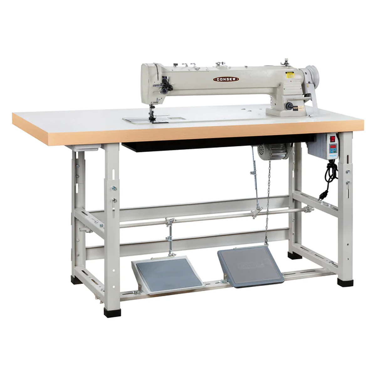 CONSEW® 339RBL-25 25-Inch Extra Long Arm Double-Needle Walking Foot Industrial Sewing Machine – Complete with Table & Stand