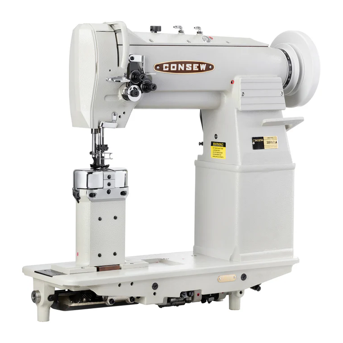 CONSEW® 389RB-2 Heavy-Duty Two-Needle Post-Bed Walking Foot Industrial Lockstitch Sewing Machine – Complete with Table & Stand