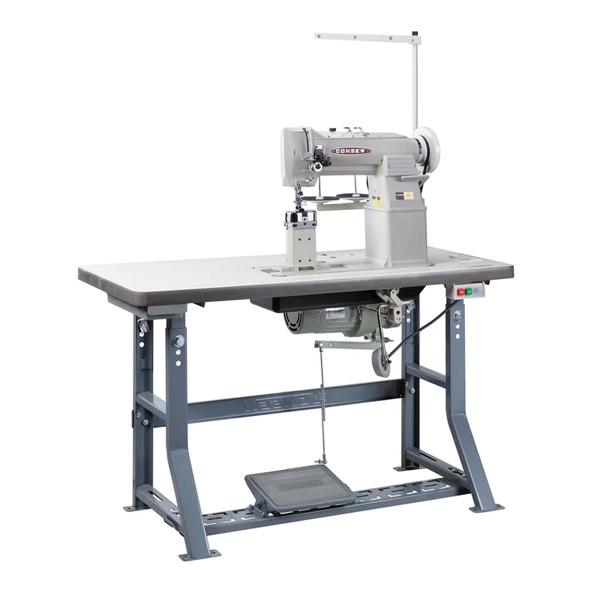 CONSEW® 389RB-2 Heavy-Duty Two-Needle Post-Bed Walking Foot Industrial Lockstitch Sewing Machine – Complete with Table & Stand
