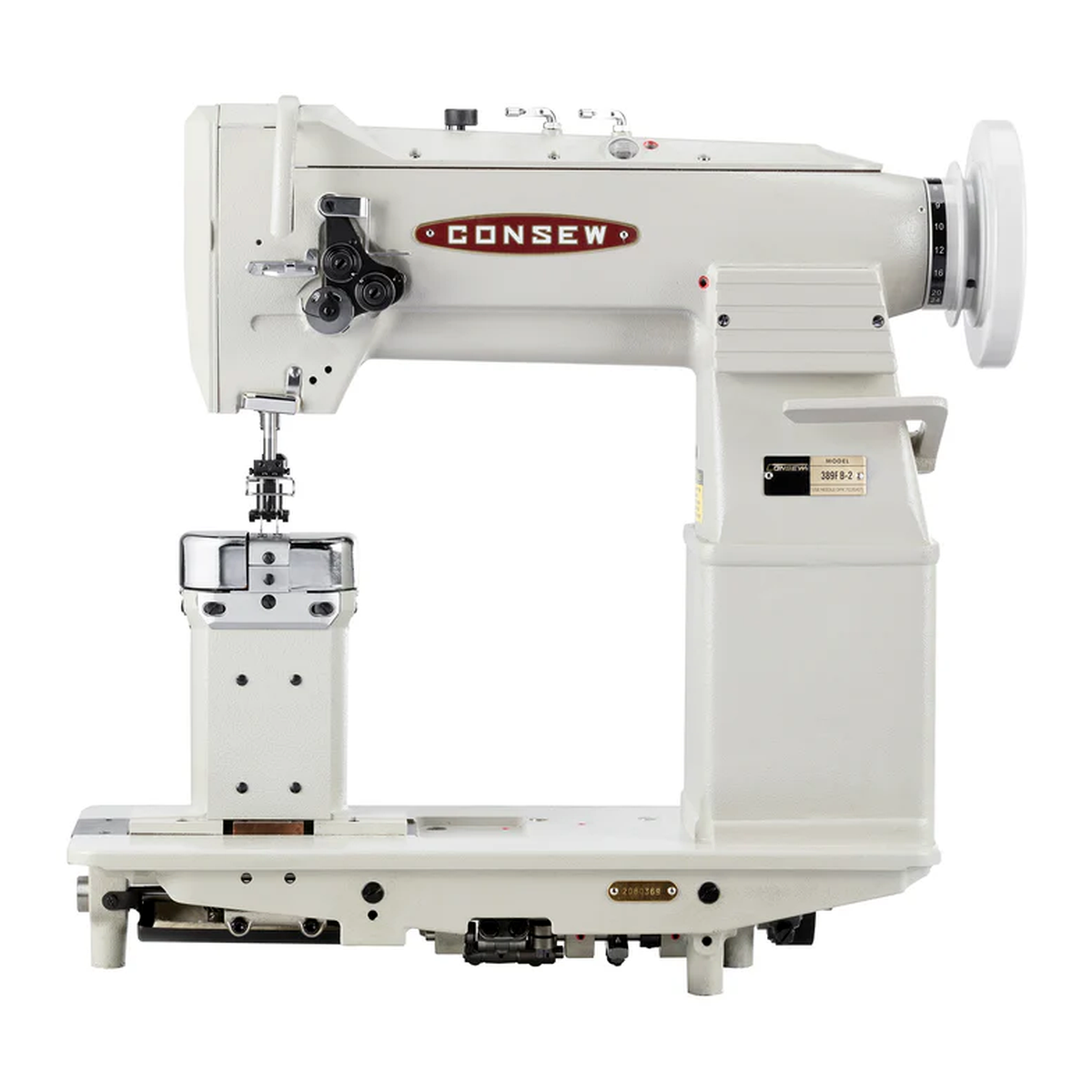 CONSEW® 389RB-2 Heavy-Duty Two-Needle Post-Bed Walking Foot Industrial Lockstitch Sewing Machine – Complete with Table & Stand