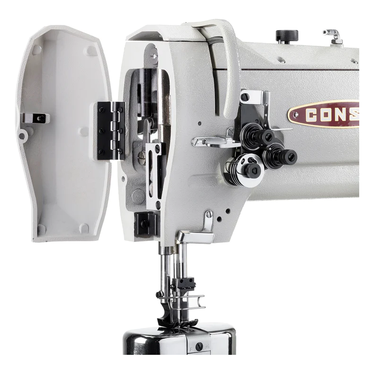 CONSEW® 389RB-2 Heavy-Duty Two-Needle Post-Bed Walking Foot Industrial Lockstitch Sewing Machine – Complete with Table & Stand