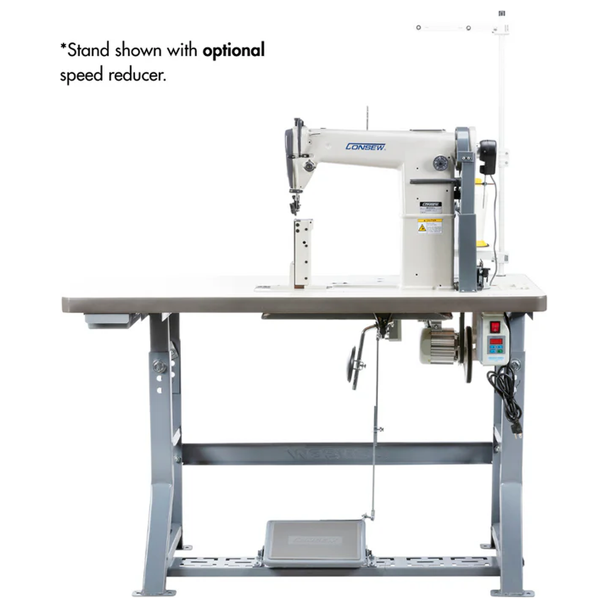 CONSEW® 228R-11-1 Single Needle Post Bed Industrial Lockstitch Sewing Machine – Complete with Table & Stand