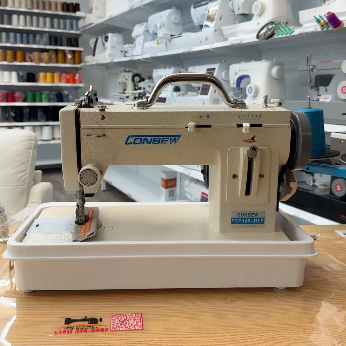 CONSEW® CP146RL Portable Walking Foot Sewing Machine with Hard Carrying Case Included