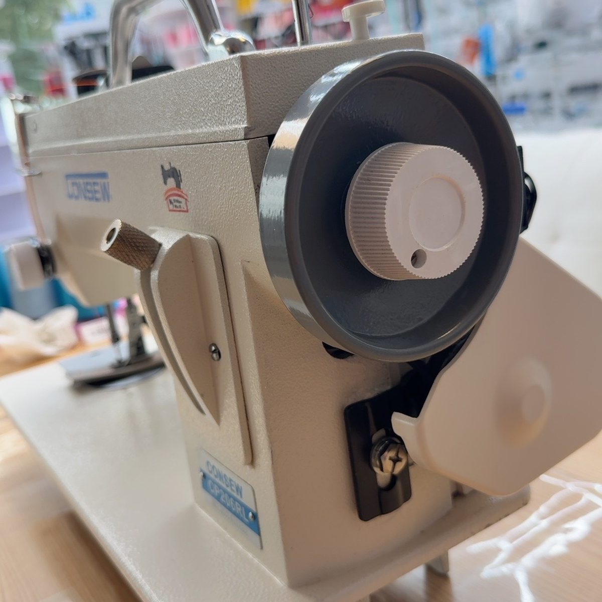 CONSEW® CP206RL Portable Walking Foot Sewing Machine with Hard Carrying Case – Complete with Table & Stand