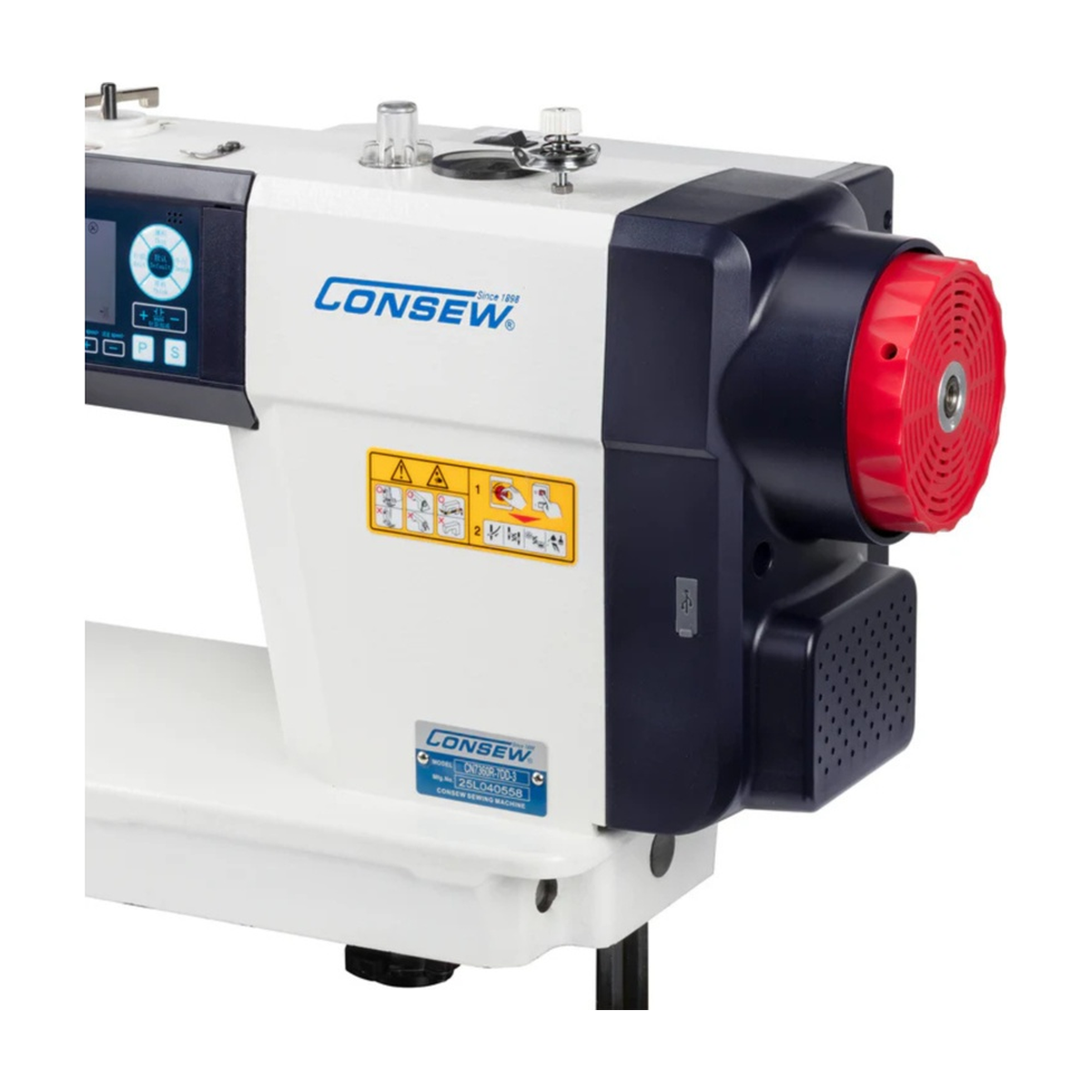CONSEW® 7360R-7DD-3 Single Needle Walking Foot Industrial Sewing Machine – Complete with Table & Stand
