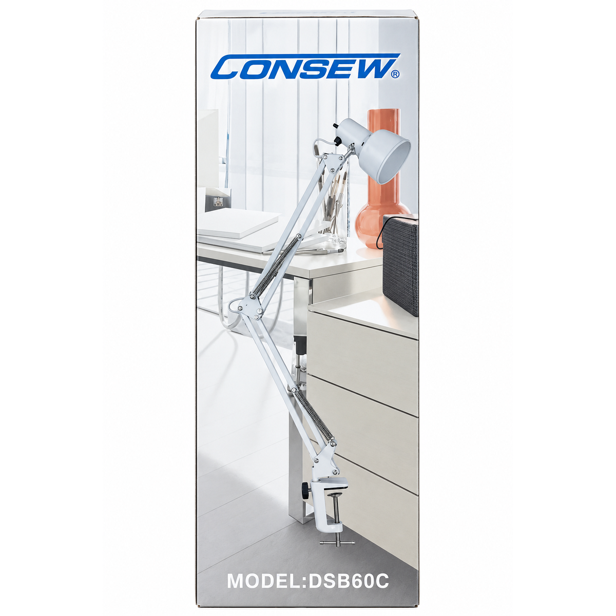 Lamp 24-Inch Flexible Swing Arm  with C-Clamp – White