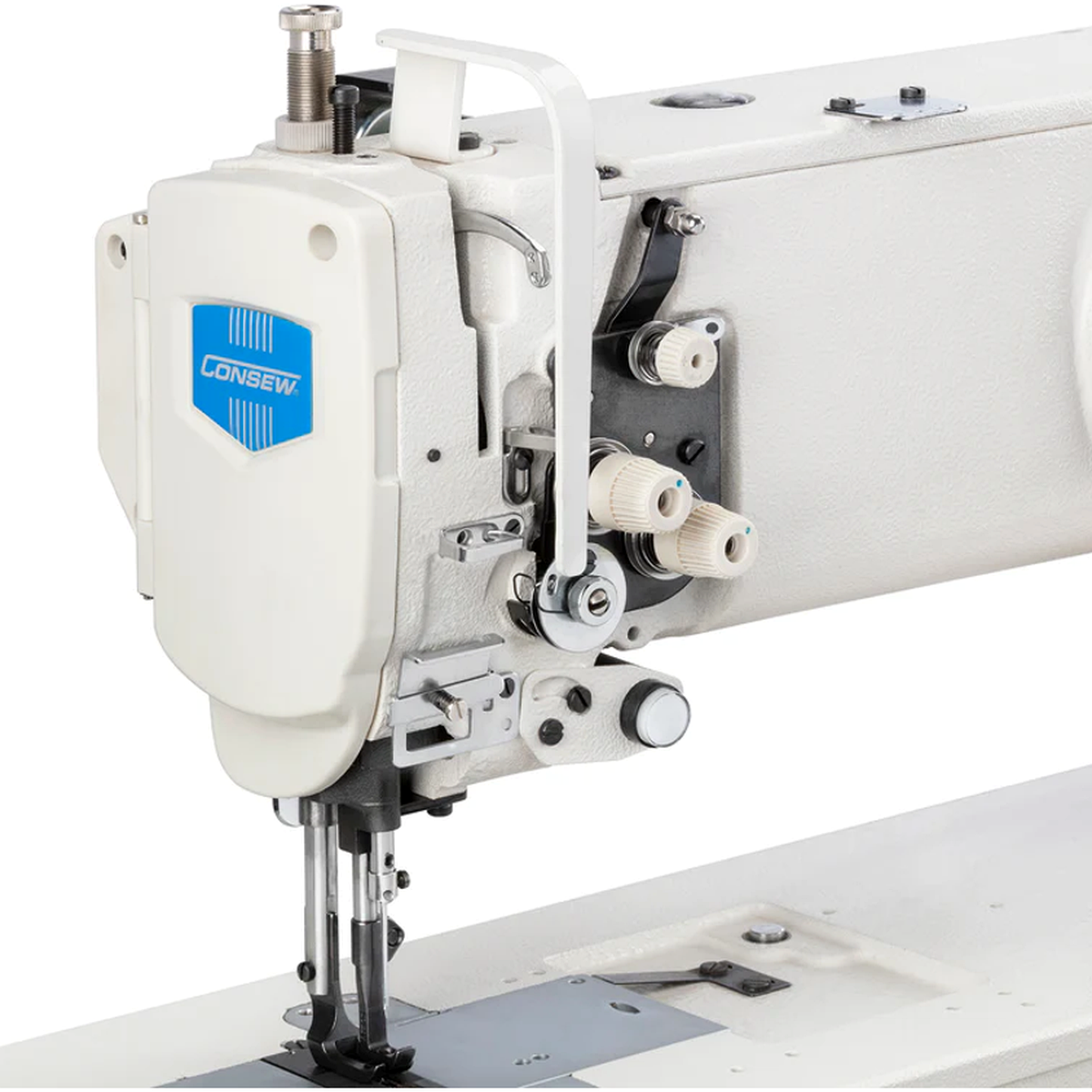 CONSEW® P1510RB-14-7DD Single Needle 14-Inch Walking Foot Industrial Lockstitch Sewing Machine – Complete with Table & Stand