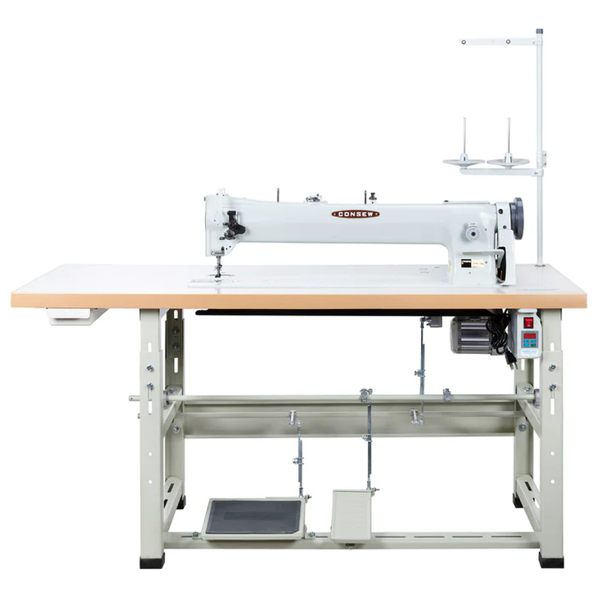CONSEW® 206RBL-25 25-Inch Extra Long Arm Heavy-Duty Walking Foot Industrial Sewing Machine – Complete with Table & Stand