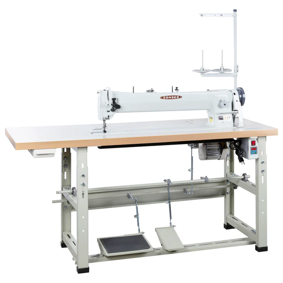 CONSEW® 206RBL-25 25-Inch Extra Long Arm Heavy-Duty Walking Foot Industrial Sewing Machine – Complete with Table & Stand