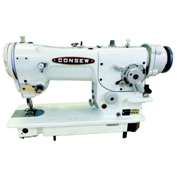 CONSEW® 5457RB-DD Heavy-Duty Single Needle Direct Drive Walking Foot Industrial Lockstitch Sewing Machine with Digital Speed Control – Complete with Table & Stand