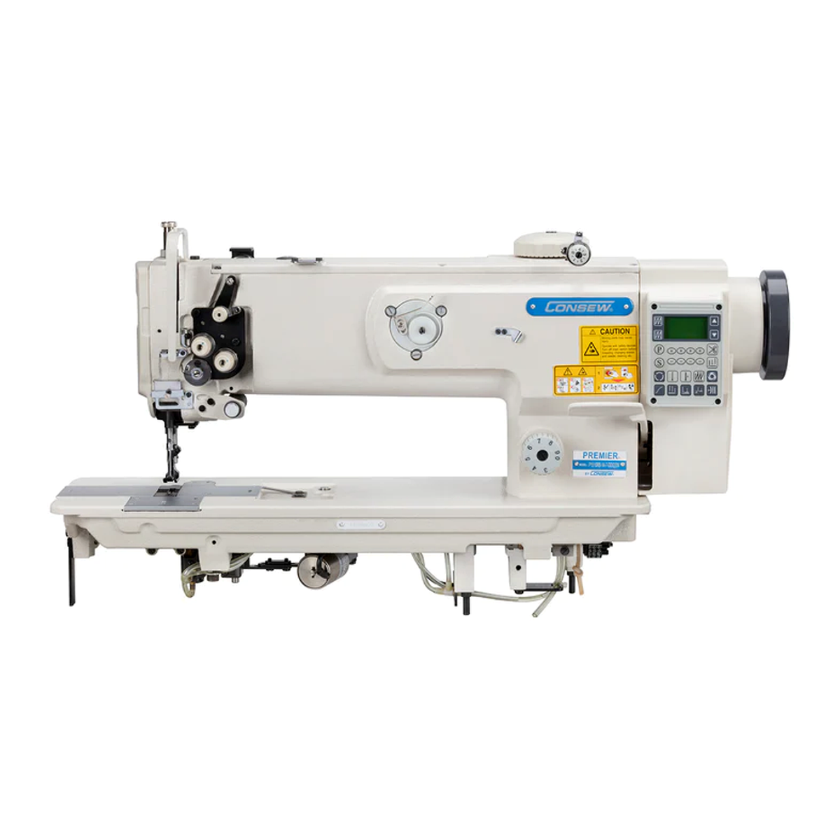 CONSEW® P1510RB-14-7DD Single Needle 14-Inch Walking Foot Industrial Lockstitch Sewing Machine – Complete with Table & Stand