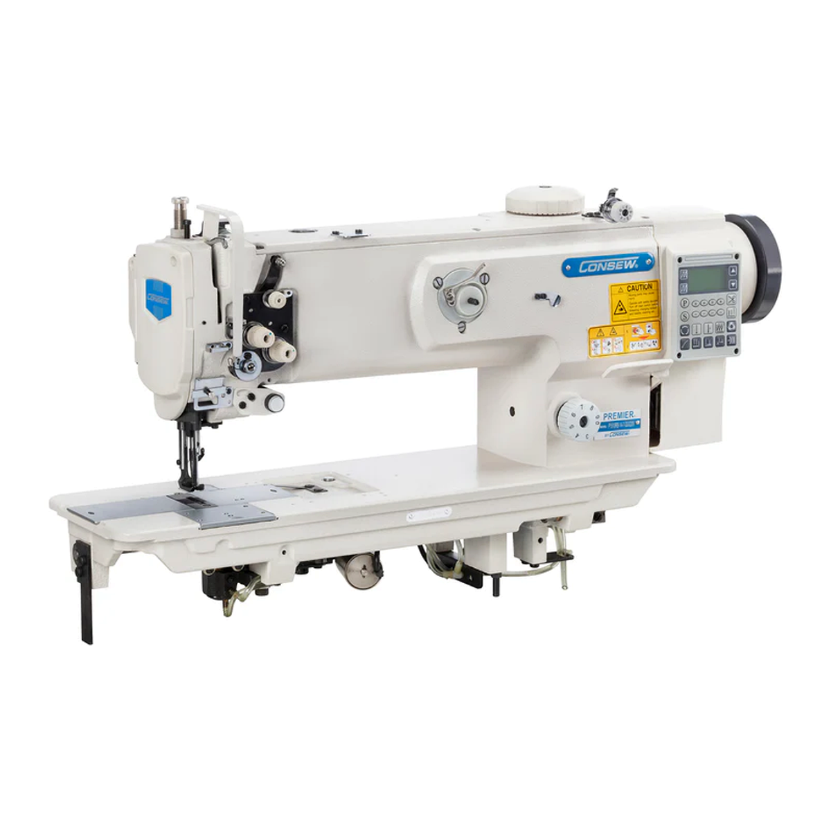 CONSEW® P1510RB-14-7DD Single Needle 14-Inch Walking Foot Industrial Lockstitch Sewing Machine – Complete with Table & Stand