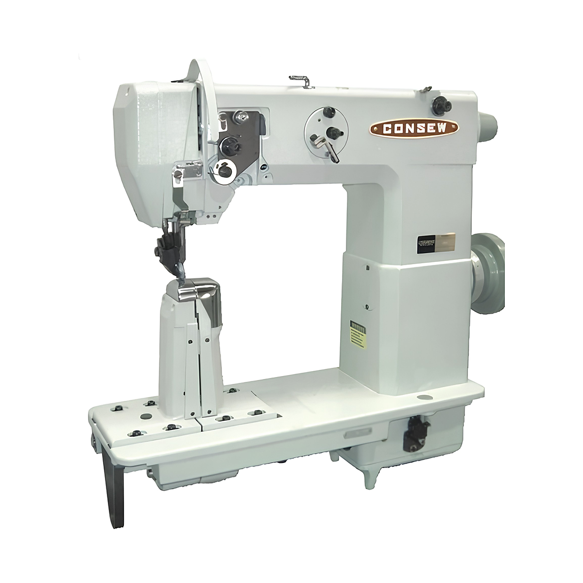 Consew® 702-1 Double Needle Post Bed Roller Feed Lockstitch Industrial Sewing Machine – Complete with Table & Stand