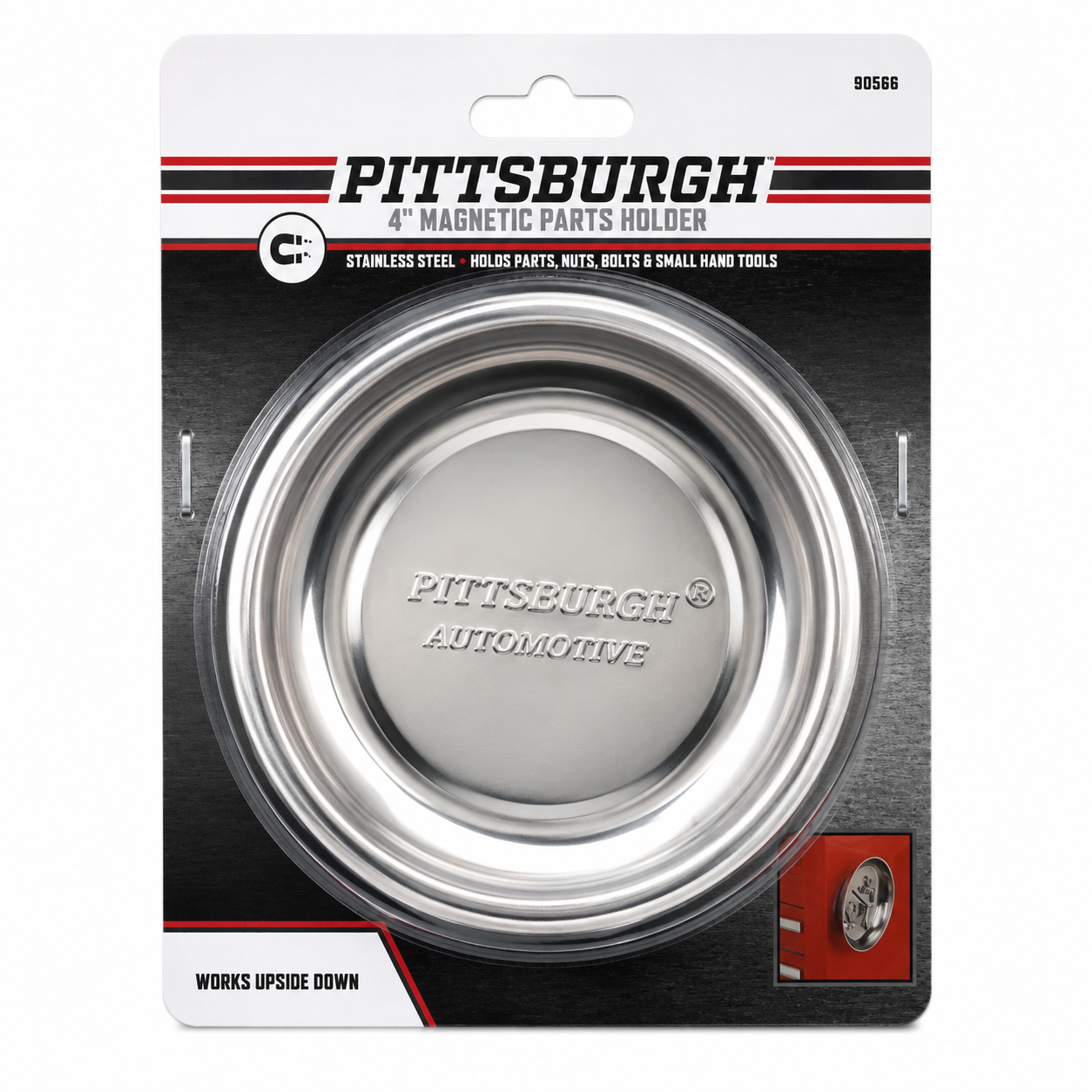 BNIP Pittsburgh 4" Magnetic Parts Holder, Dish Bowl Tray, Stainless Steel 62535