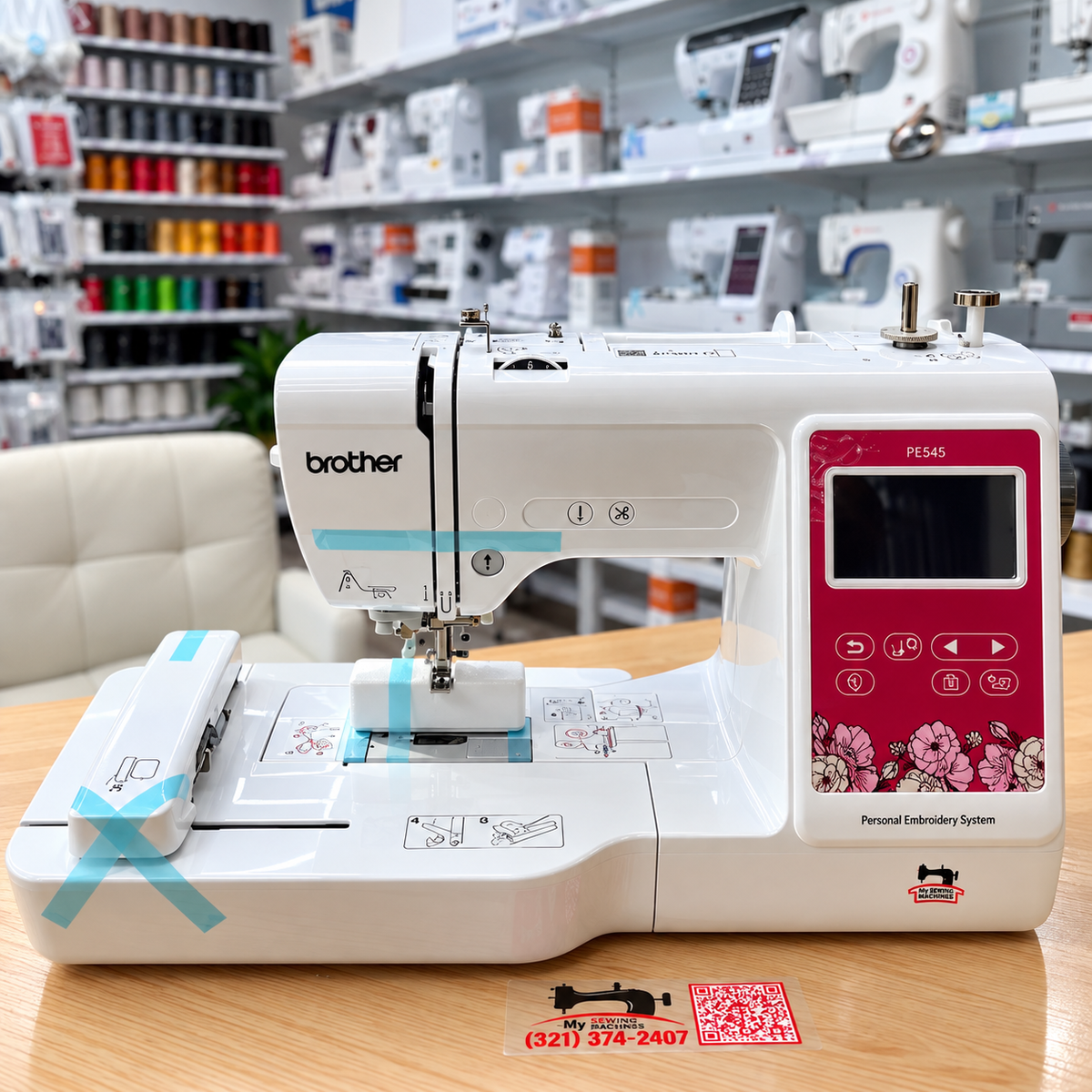 Brother® PE545 Computerized Embroidery Machine Home.
