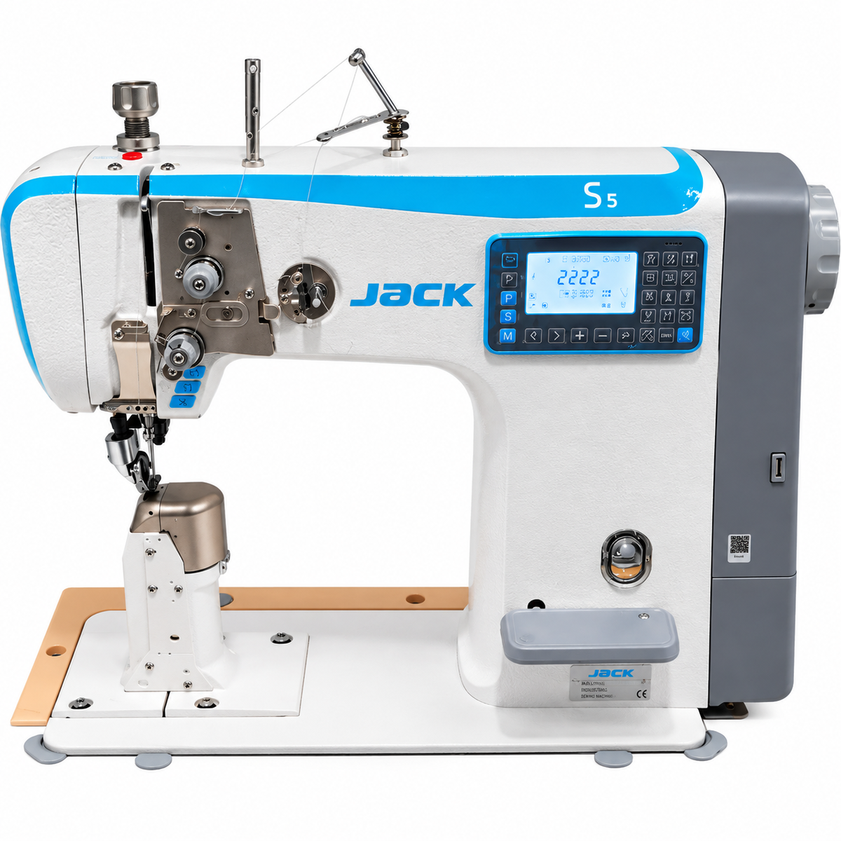 JACK® JK-S5-91C Automatic Post-Bed Industrial Sewing Machine with Synchronized Roller Foot – Complete with Table & Stand