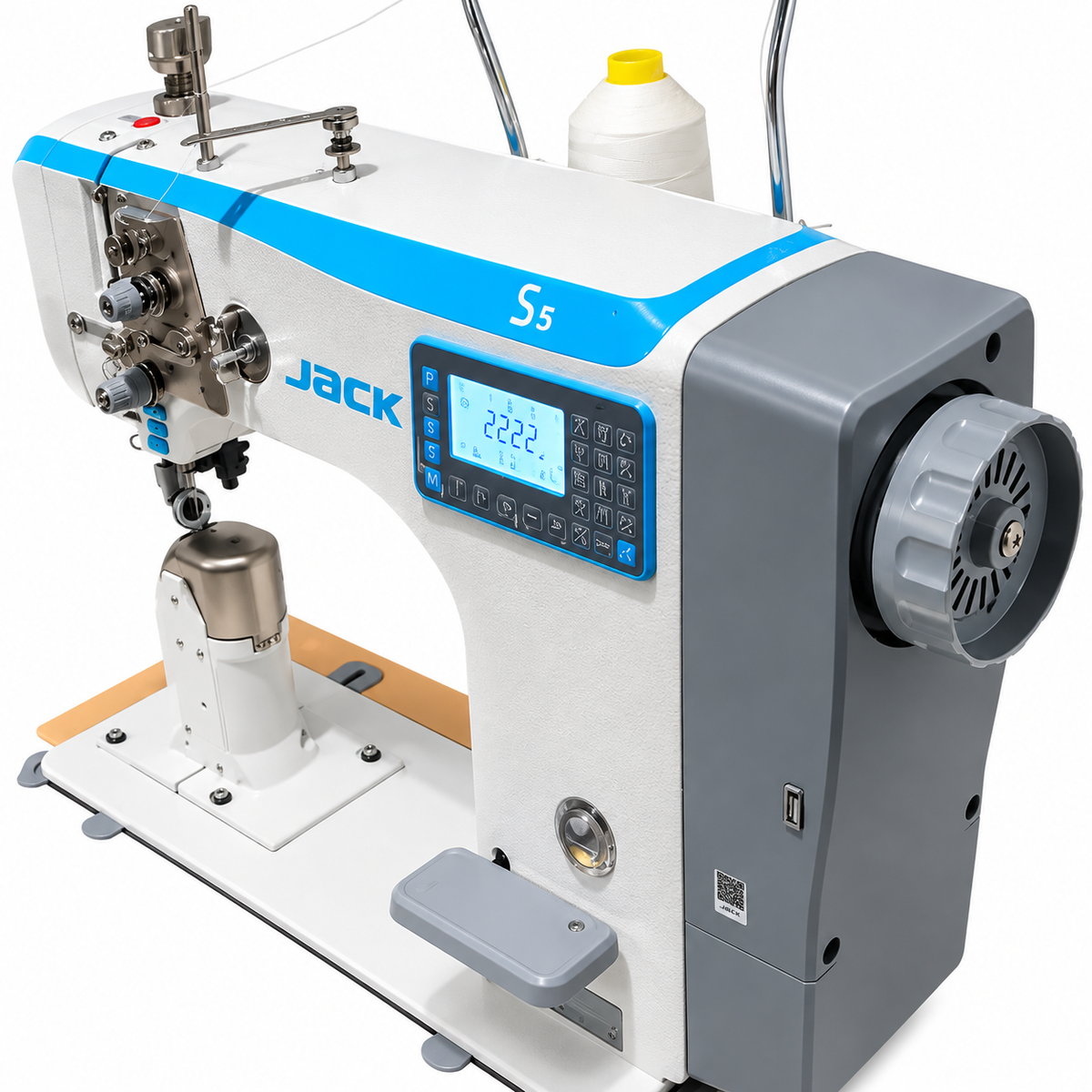 JACK® JK-S5-91C Automatic Post-Bed Industrial Sewing Machine with Synchronized Roller Foot – Complete with Table & Stand