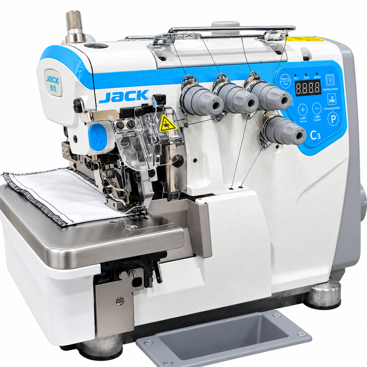 JACK® JK-C3-5-03/233  5-Thread Overlock Industrial Sewing Machine – Complete with Table & Stand