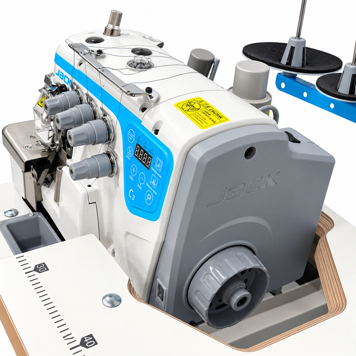 JACK® JK-C3-5-03/233  5-Thread Overlock Industrial Sewing Machine – Complete with Table & Stand