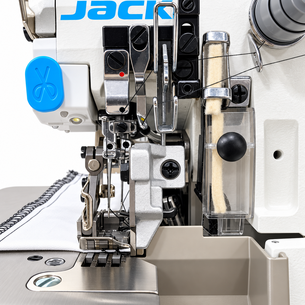 JACK® JK-C3-5-03/233  5-Thread Overlock Industrial Sewing Machine – Complete with Table & Stand