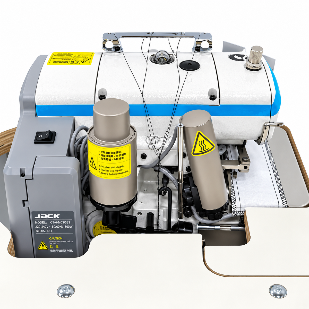JACK® JK-C3-5-03/233  5-Thread Overlock Industrial Sewing Machine – Complete with Table & Stand