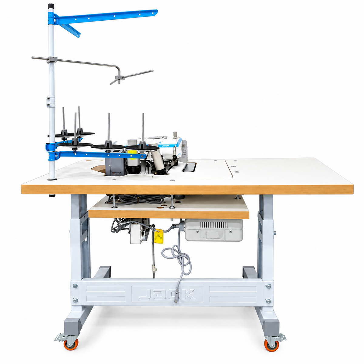JACK® JK-C3-5-03/233  5-Thread Overlock Industrial Sewing Machine – Complete with Table & Stand