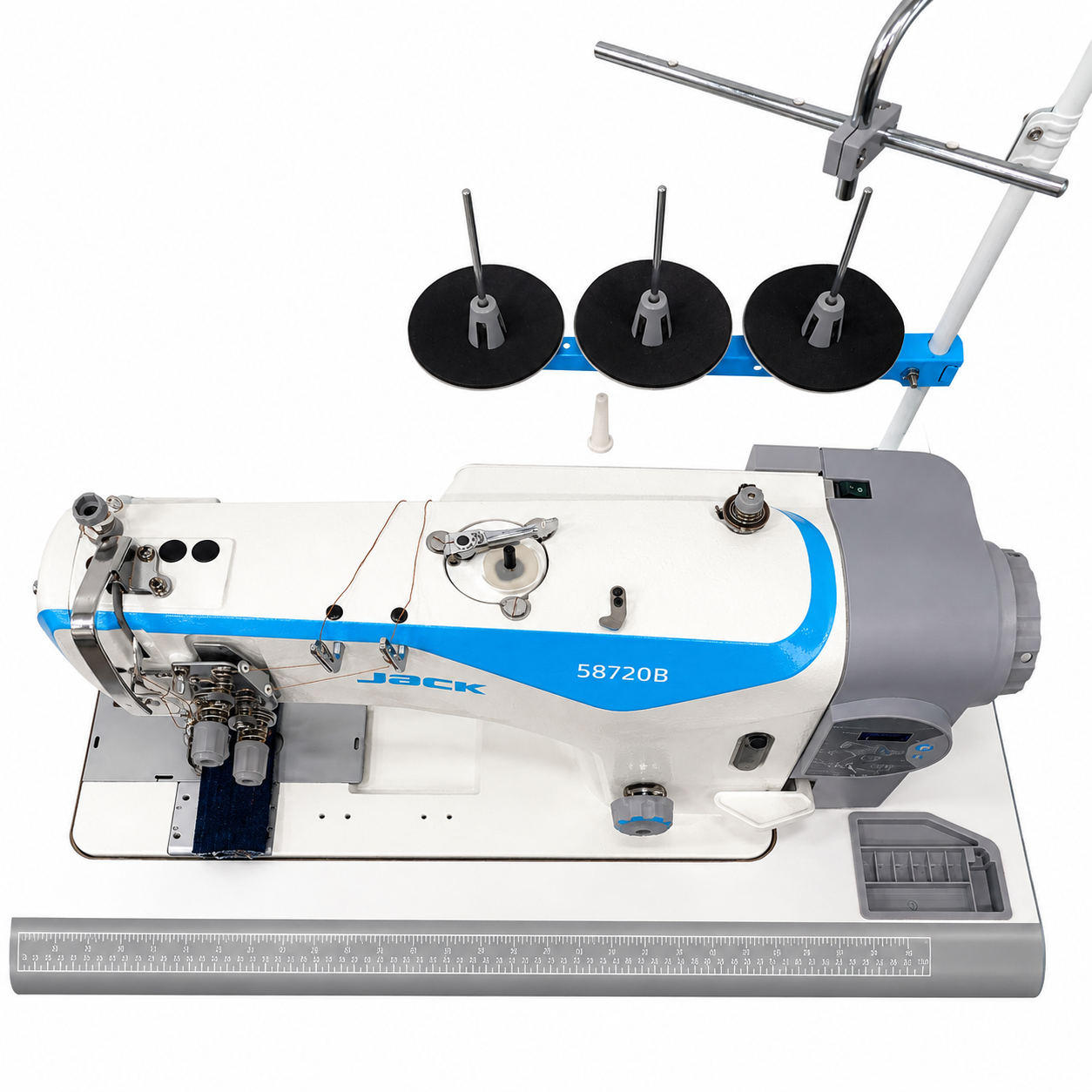 JACK® JK-58720B-005 Double Needle Large Bobbin Split-Bar Industrial Lockstitch Sewing Machine