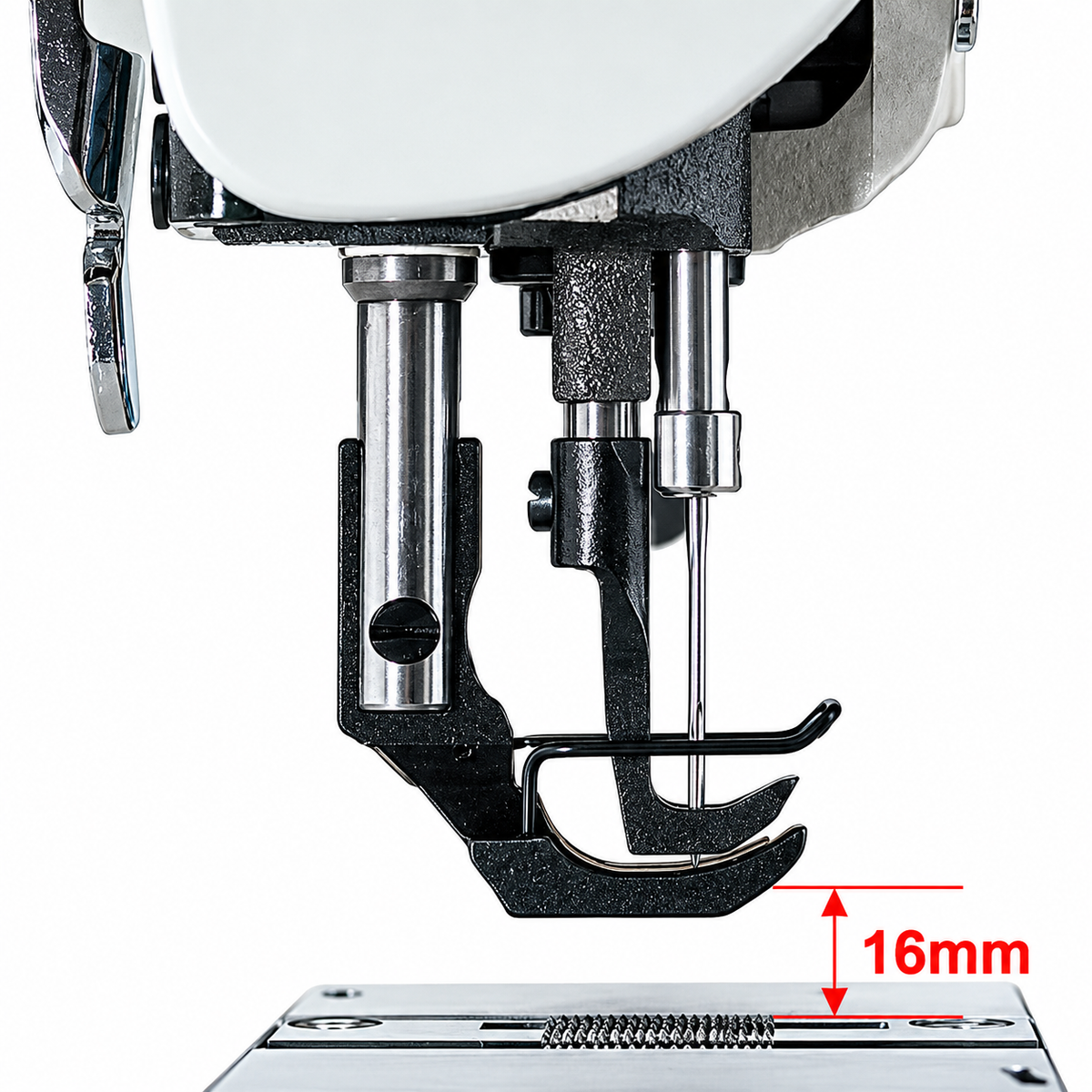 JUKI® LU-1508NS – Single Needle Unison Feed Walking Foot Lockstitch Machine for Heavy Materials with Vertical-Axis Double-Capacity Hook, 9mm Stitch Length & 16mm Foot Lift – Complete Setup, Table & Stand Included