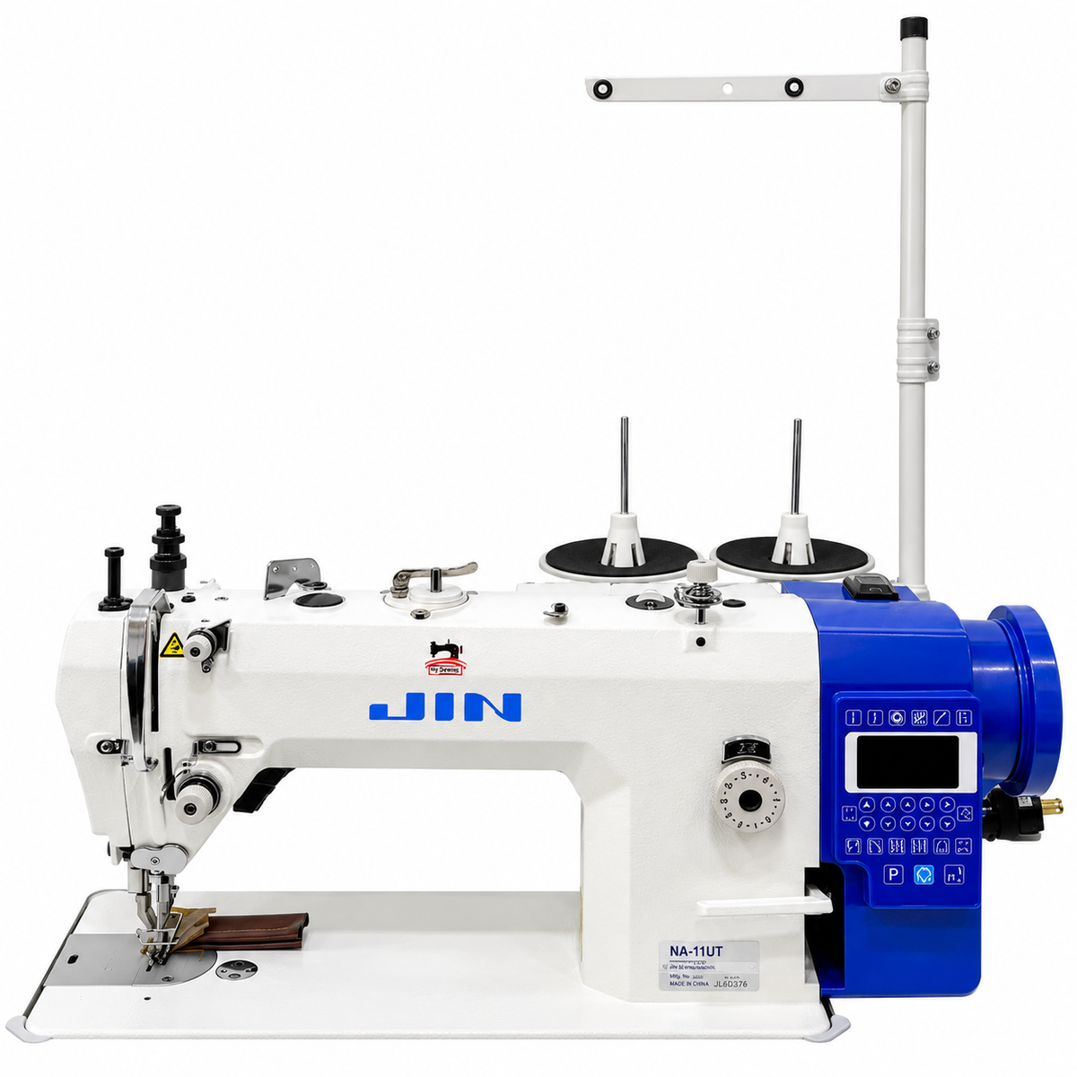 JIN® NA-11UT Industrial Lockstitch Sewing Machine for Leather, Canvas & Upholstery – Complete with Table & Stand