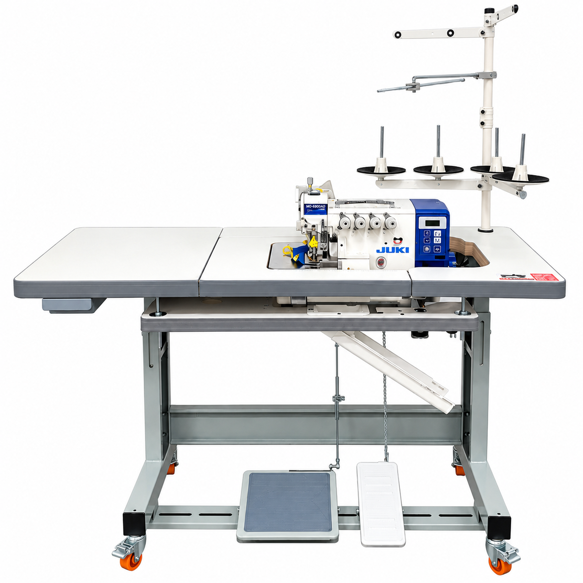JUKI® MO-6814AD-BE640-HDD10S High-Speed 2-Needle Industrial Overlock Sewing Machine – Complete with Table & Stand