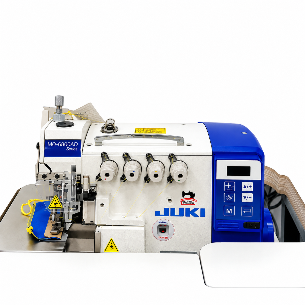 JUKI® MO-6814AD-BE640-HDD10S High-Speed 2-Needle Industrial Overlock Sewing Machine – Complete with Table & Stand
