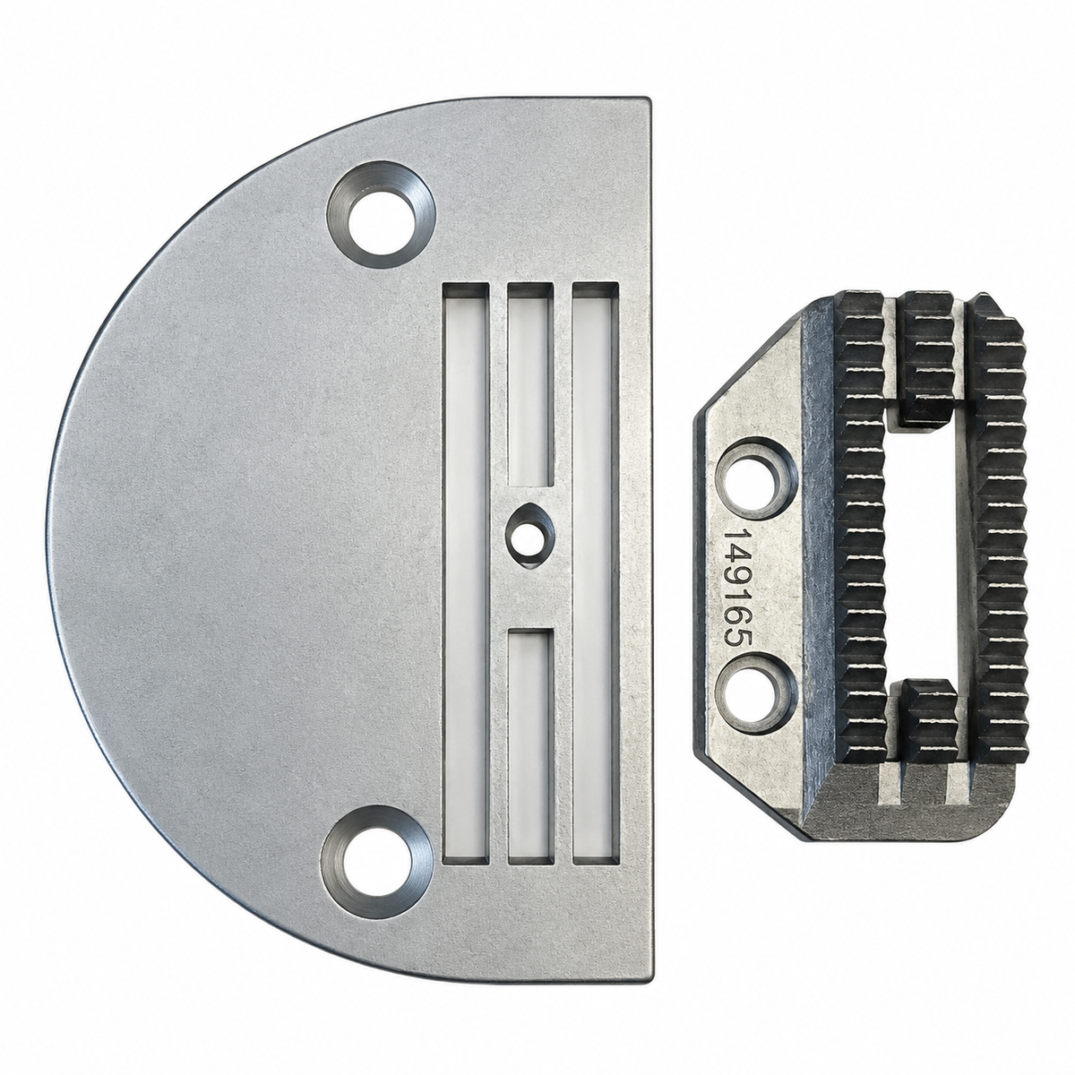 Silver Heavy-Duty Throat Plate &amp; Feed Dog Set for Single Needle Industrial Sewing Machines - #143169 / #149165