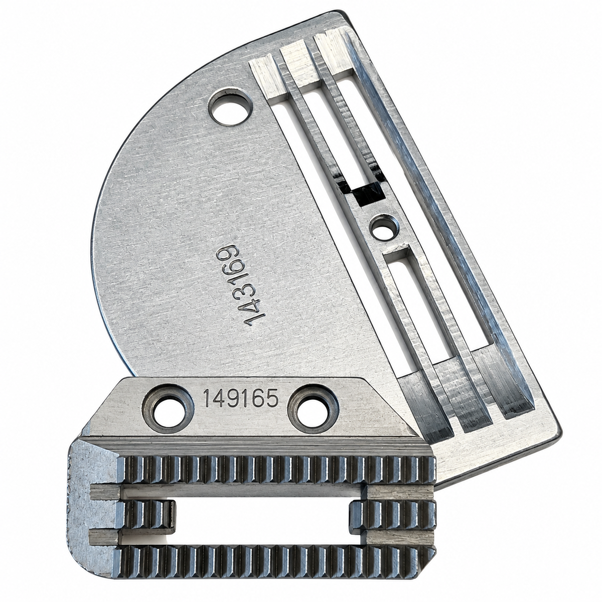 Silver Heavy-Duty Throat Plate &amp; Feed Dog Set for Single Needle Industrial Sewing Machines - #143169 / #149165