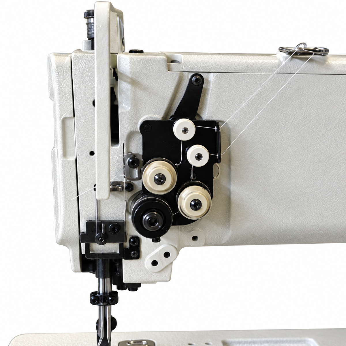 CONSEW® P1560RB-14 Double Needle Walking Foot Industrial Sewing Machine with Large Bobbins – Complete with Table & Stand