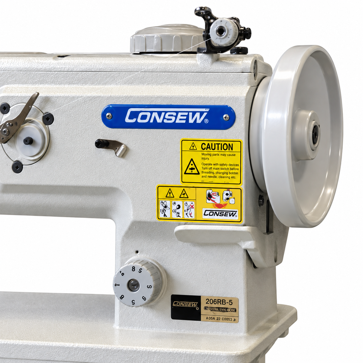 CONSEW® P1560RB-14 Double Needle Walking Foot Industrial Sewing Machine with Large Bobbins – Complete with Table & Stand