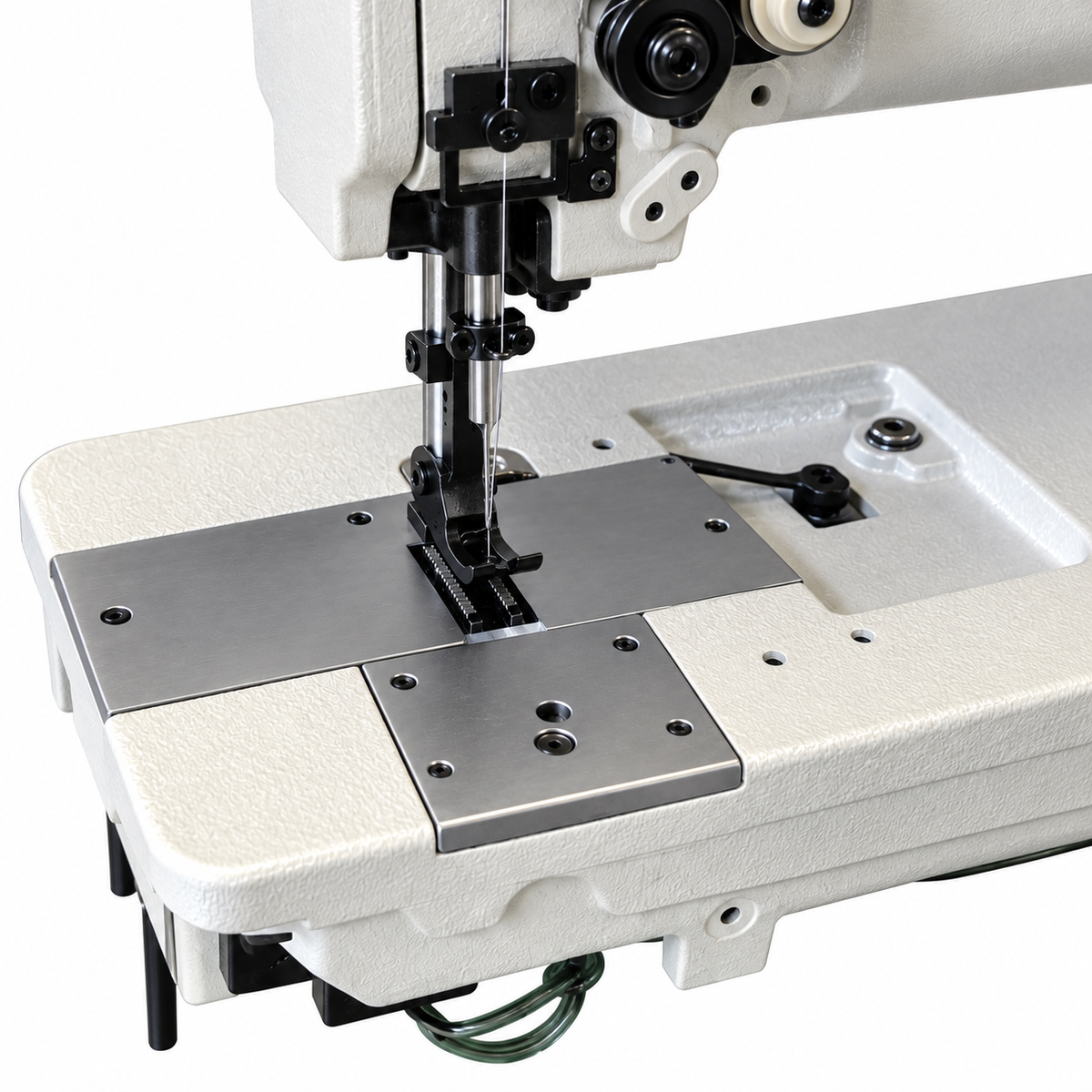 CONSEW® P1560RB-14 Double Needle Walking Foot Industrial Sewing Machine with Large Bobbins – Complete with Table & Stand