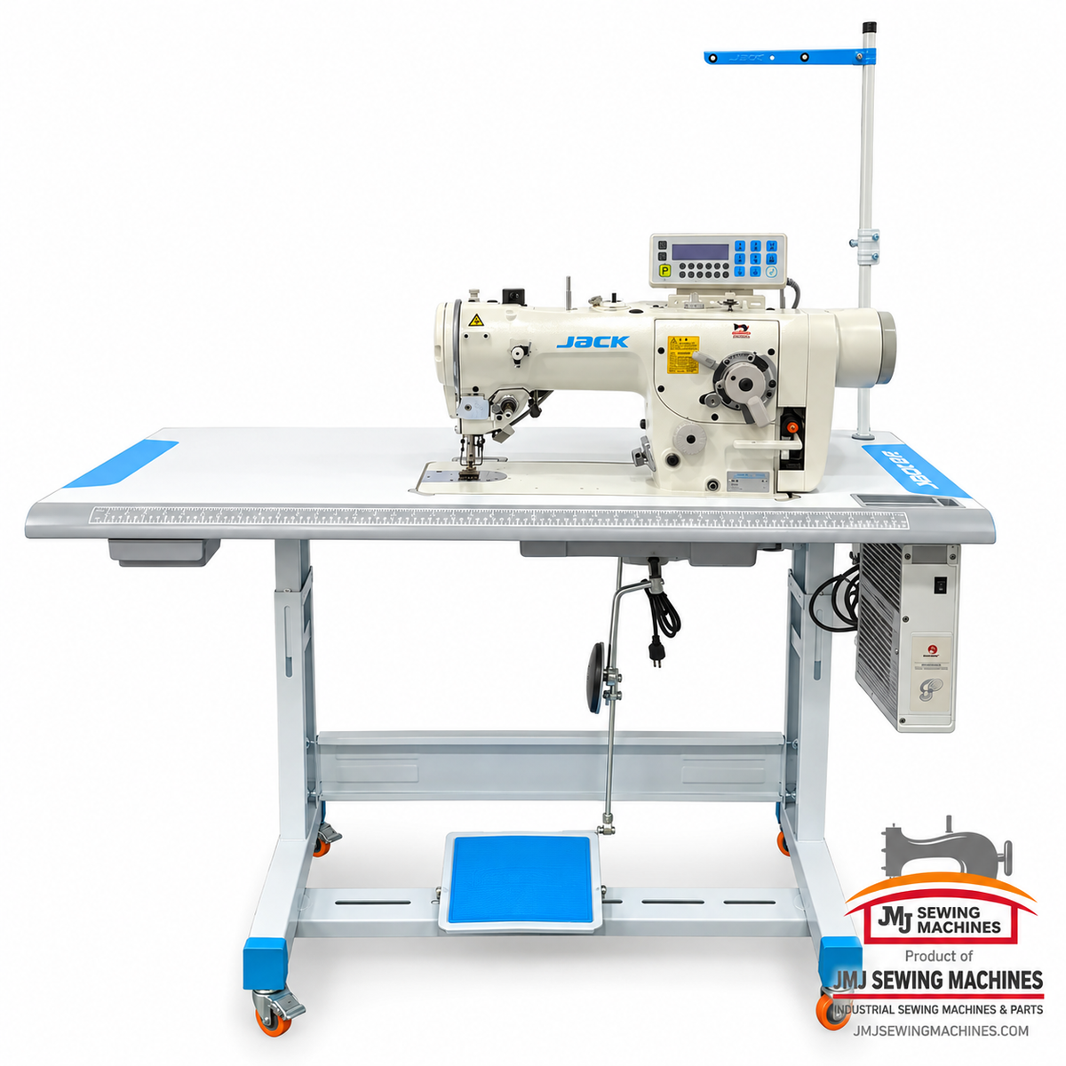 JACK® JK-T2284B-4E Single Needle Standard & 3-Step Zigzag Direct Drive Industrial Sewing Machine – Complete with Table & Stand