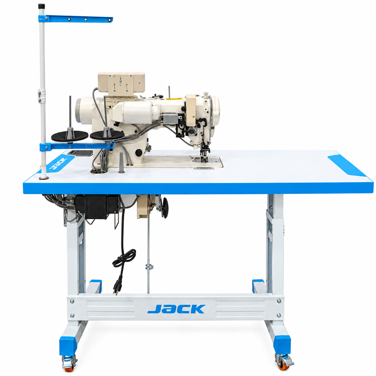 JACK® JK-T2284B-4E Single Needle Standard & 3-Step Zigzag Direct Drive Industrial Sewing Machine – Complete with Table & Stand