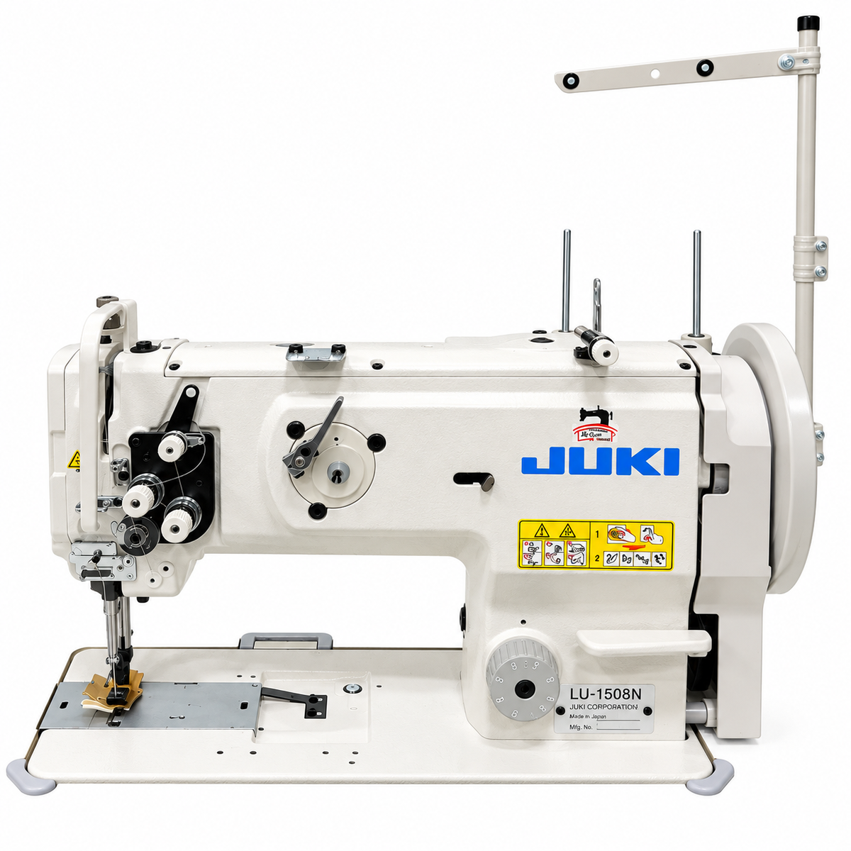 JUKI® LU-1508NS – Single Needle Unison Feed Walking Foot Lockstitch Machine for Heavy Materials with Vertical-Axis Double-Capacity Hook, 9mm Stitch Length & 16mm Foot Lift – Complete Setup, Table & Stand Included