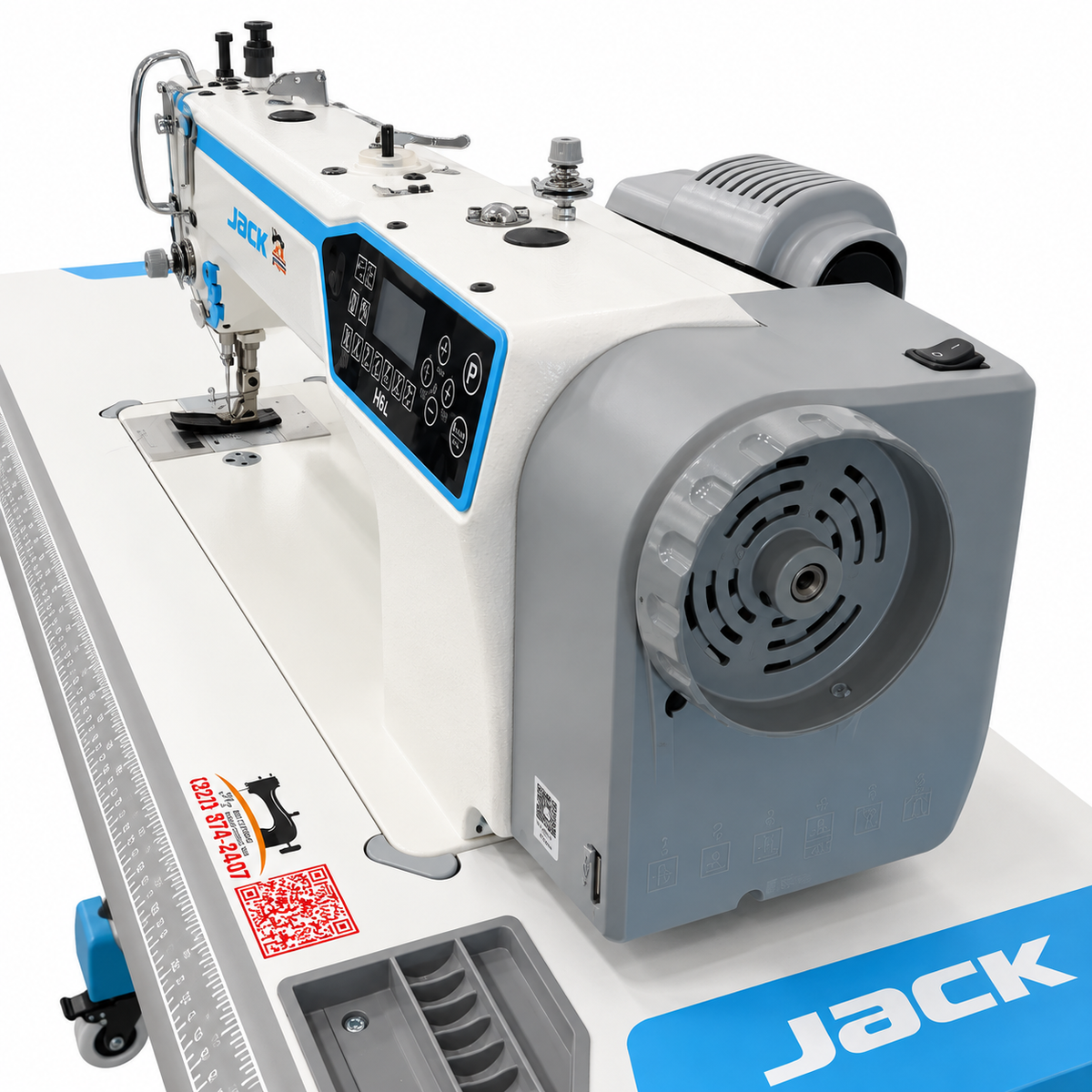 JACK® H6L-CZ-4 Computerized Long Arm Heavy-Duty Single Needle Top & Bottom Feed Lockstitch Sewing Machine